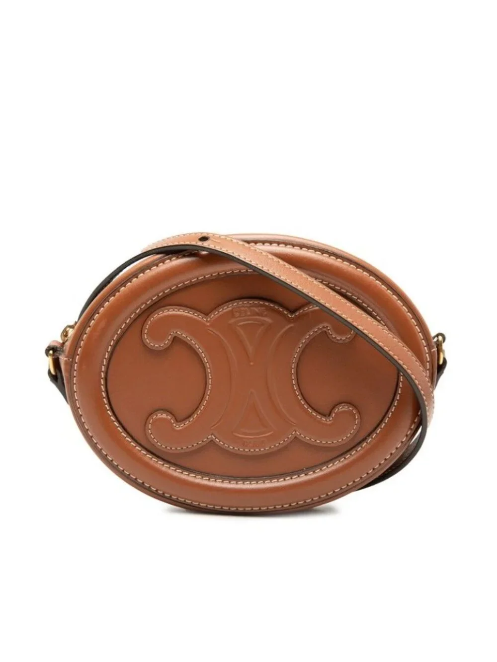 Celine Triomphe Crossbody Shoulder Bag Brown Leather